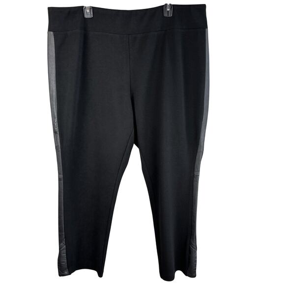 Eileen Fisher Black Lamb Leather Side Stripe Ponte Flare Crop Pants Plus Size 2X - Picture 1 of 6